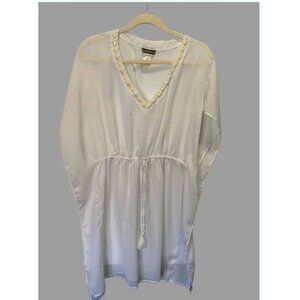 Women’s Tommy Bahama White Embellished V-Neck Swim Cover-Up Size L Resortwear